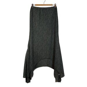 Womens Green Floral Asymmetrical High-Low Midi Skirt SZ Small Boho Cottagecore